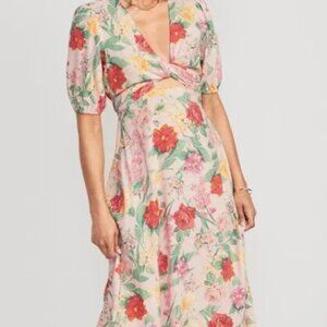 Old Navy Fit & Flare Linen-Blend Maxi Dress - Pink Floral Size Small Tall